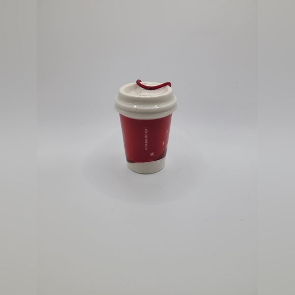 Starbucks 2.5” Ceramic Christmas Ornament Red Holiday To Go Cup Dog on Sled - Picture 2 of 4